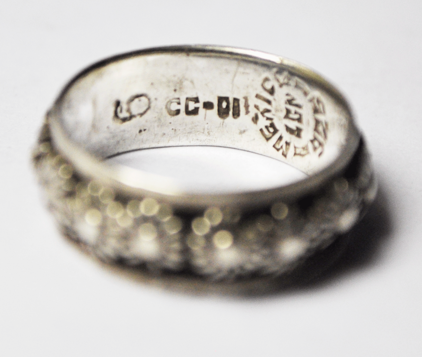 Vintage Sterling Silver Mexico CC-01 LCM Flower Eternity Band 7mm Size 6