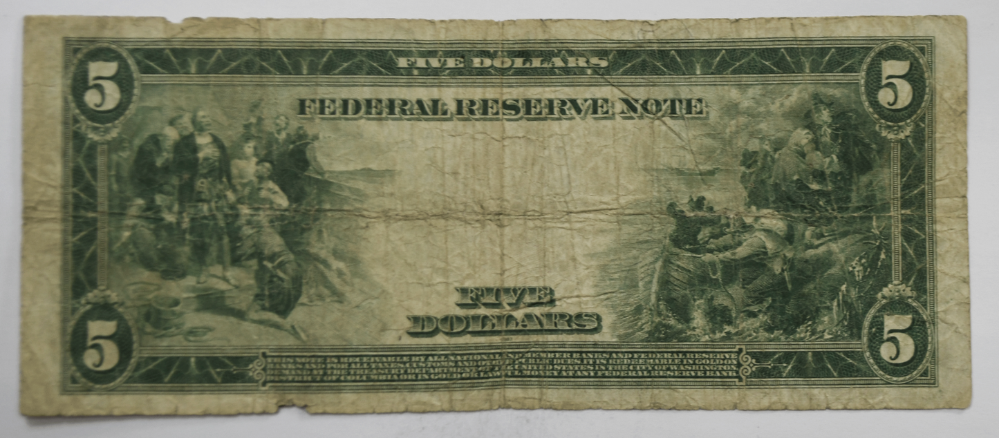 1914 $5 Federal Reserve Note L79861054A San Francisco Fr#891B