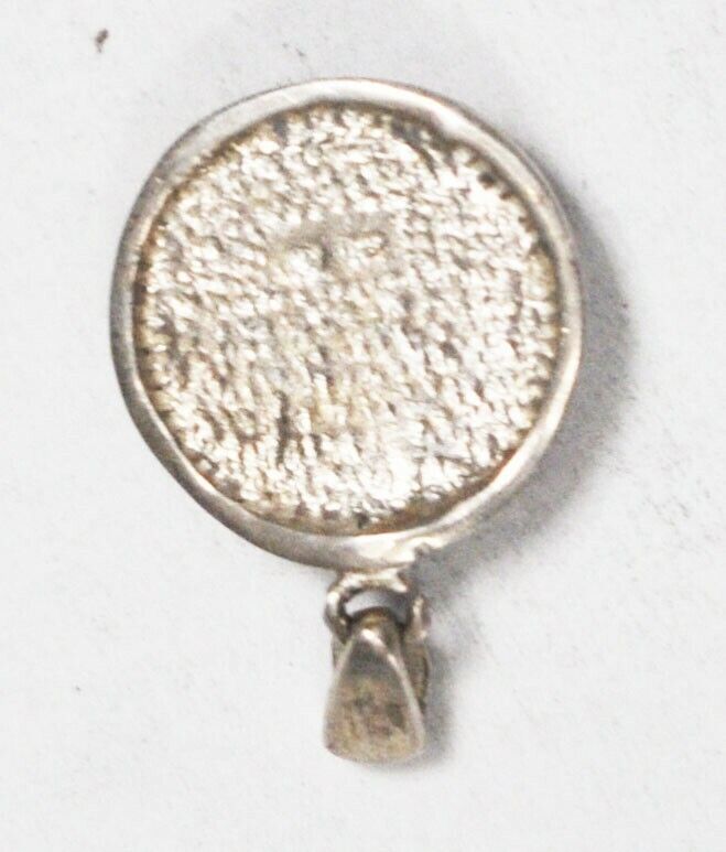 Sterling Silver Square Onyx Amber MOP Inlay Round Domed Pendant 26x17mm