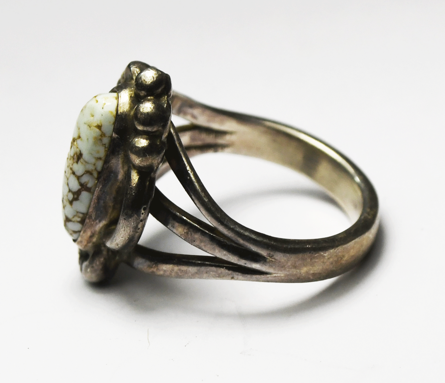 Sterling Silver Tim Guerro Pale Blue Turquoise Ring 19mm Size 6-1/2