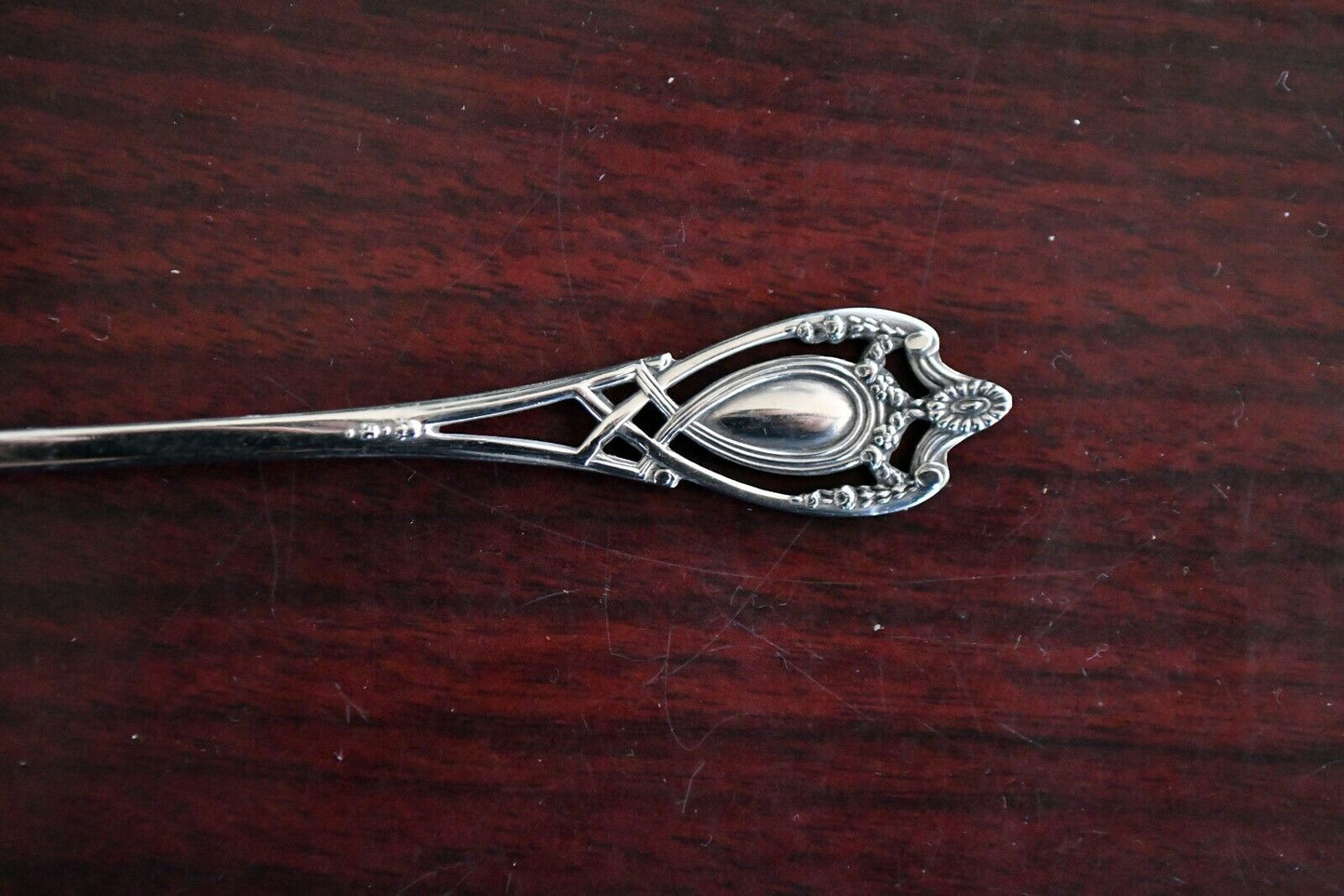 Monticello by Lunt Sterling 6 3/8" Pierced Bowl Long Handle Olive Spoon .54 oz.