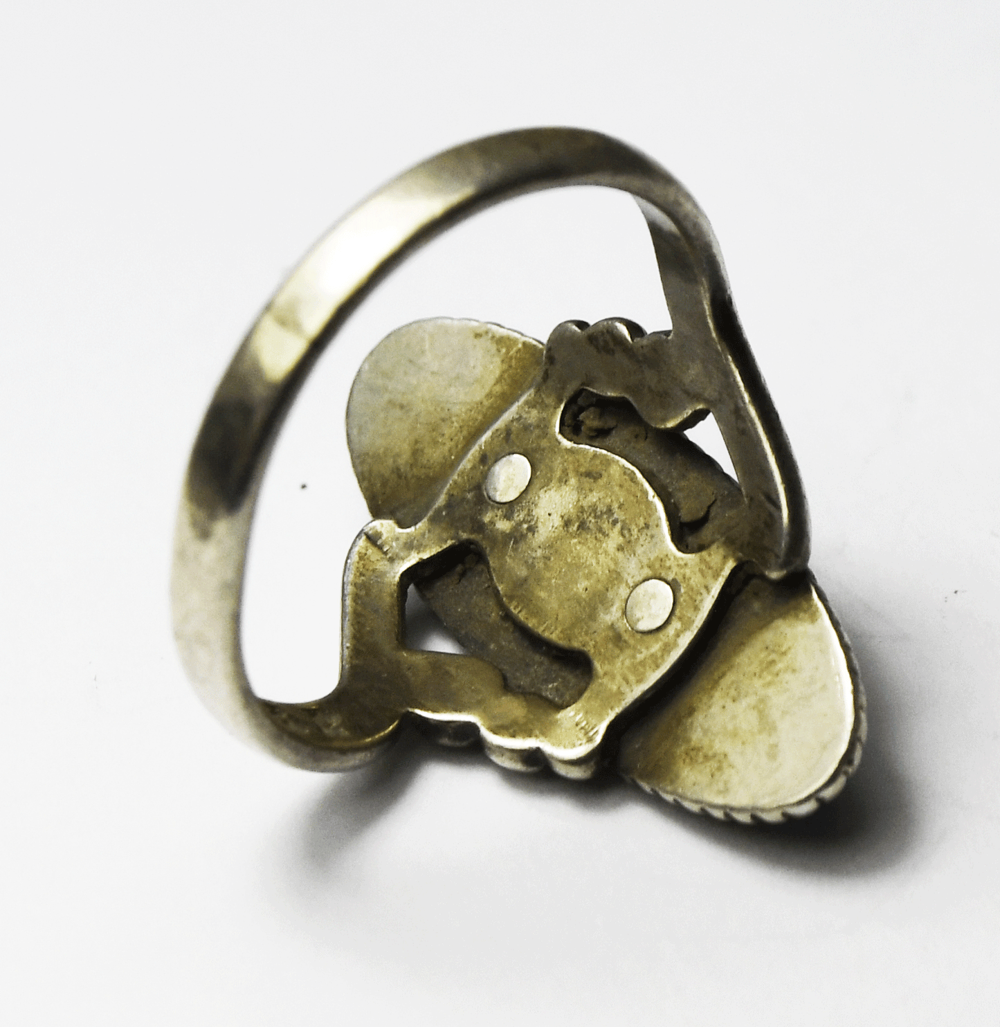 Antique Sterling Silver JP Turquoise Ring 26mm Band Size 8