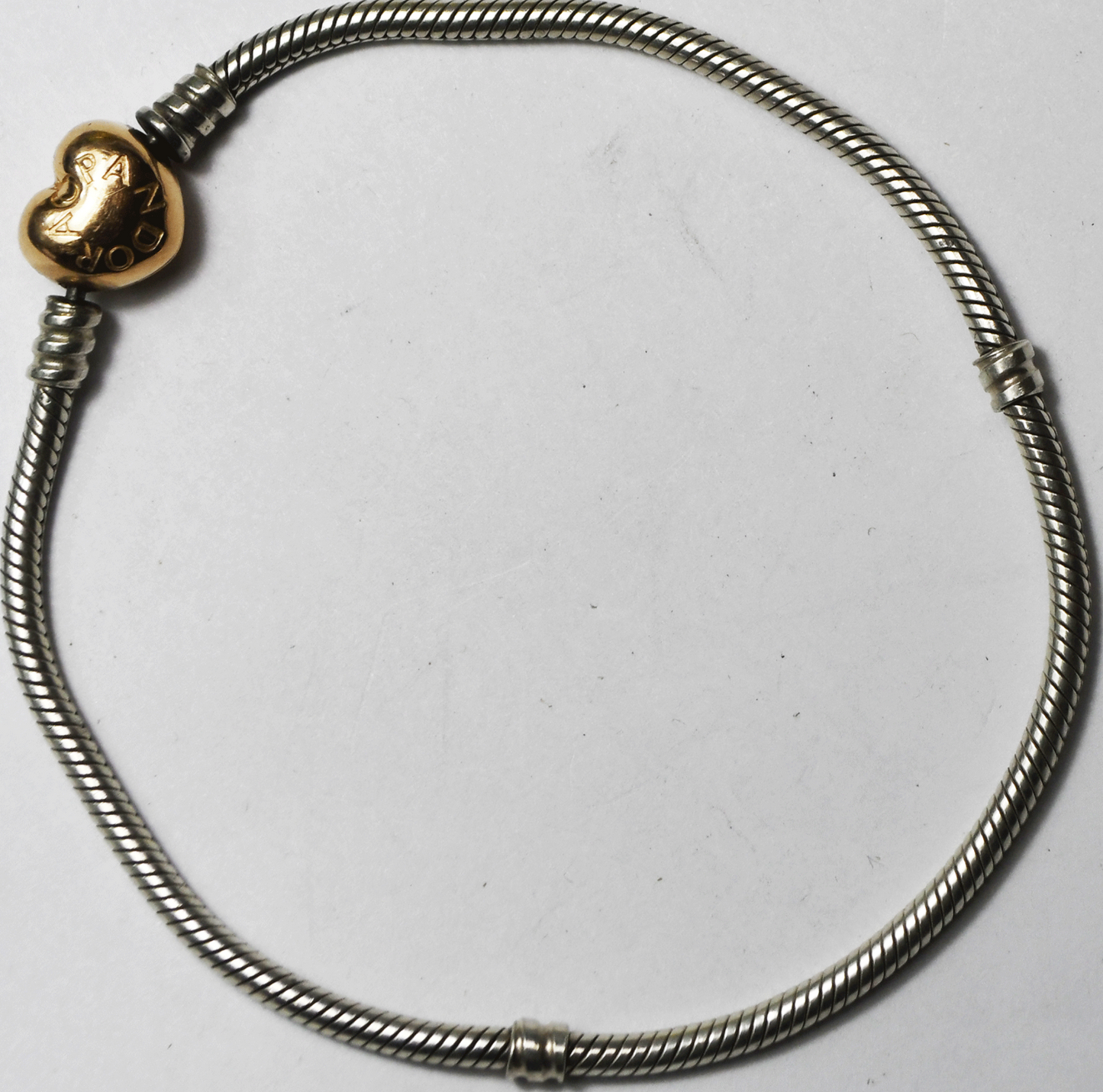 Sterling Silver Pandora Rose Gold Tone Heart Clasp Bracelet 9"