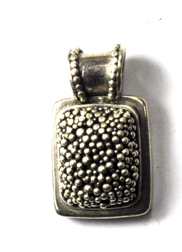 Sterling Silver Pollen Dot Cluster Domed Loaf Pendant 24mm x 14mm