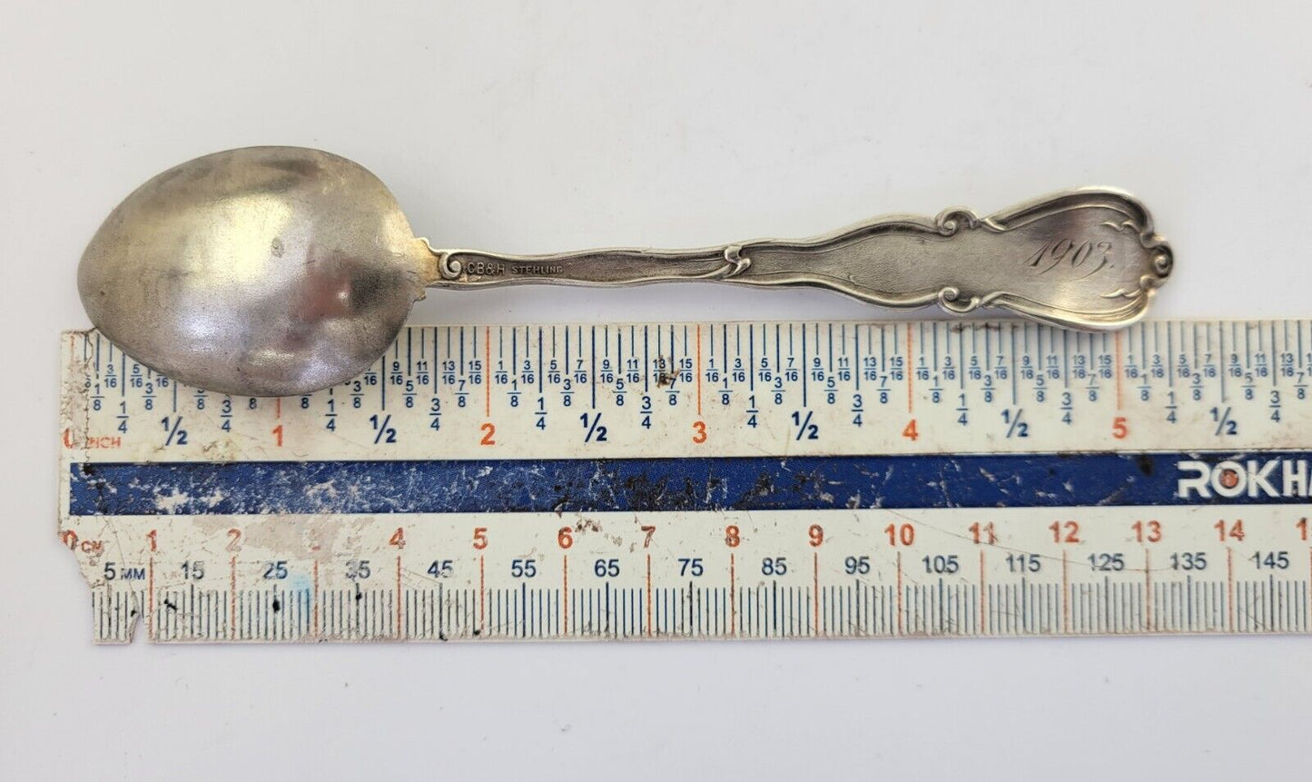 1903 Petoskey Michigan Sterling Silver 5 1/4" Souvenir Spoon .55oz.
