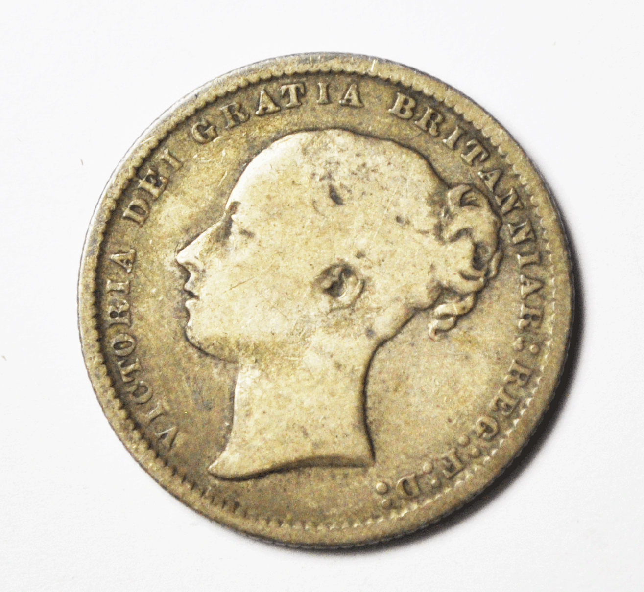 1872 Great Britain One Shilling Silver Coin Rare KM#734.2 Die 44