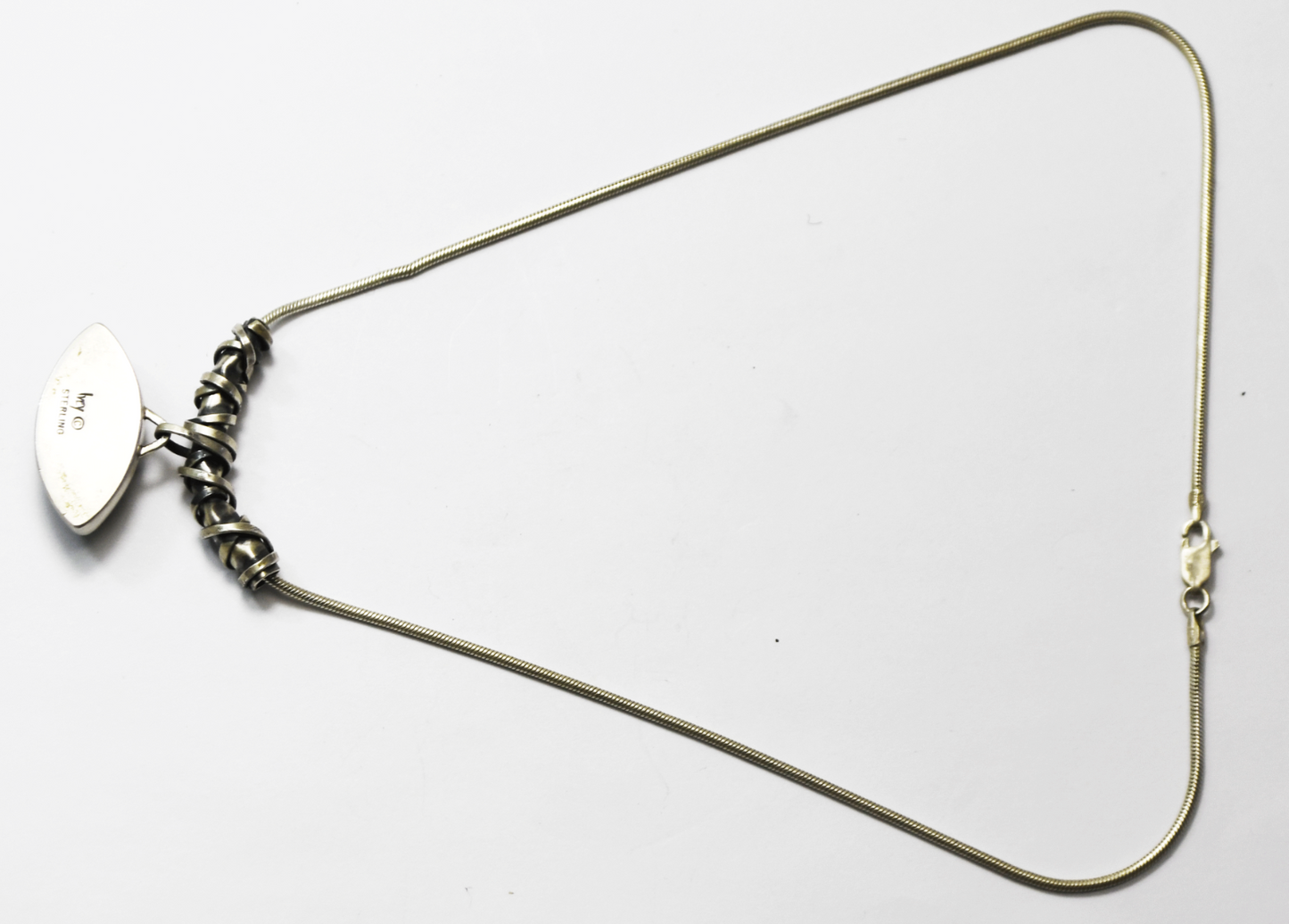 Sterling Silver Ivey Labradorite Slider 31mm Pendant 31mm 15.5" Necklace