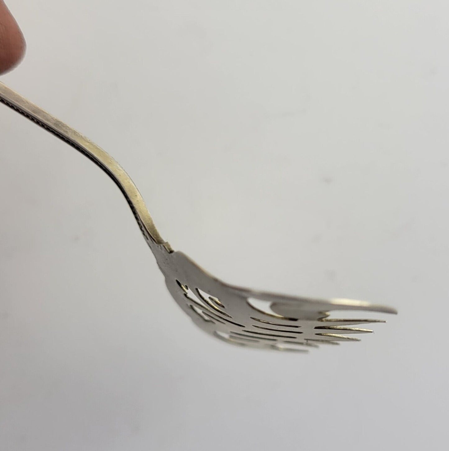 Antique Sterling Silver 4 1/2" Small Tined Sardine Serving Fork .42oz.