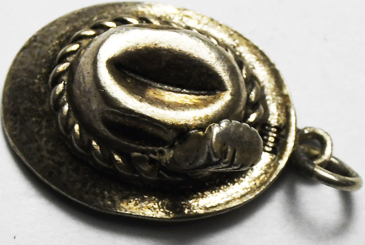 800 Silver SF Tyrolean Gamsbart Hunting Octoberfest Hat Charm 21mm x 15mm