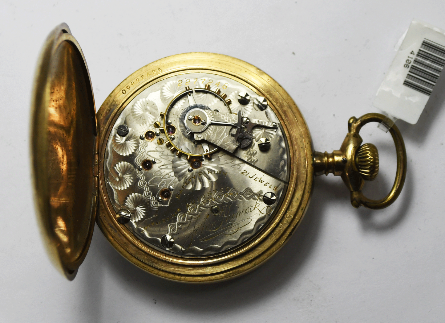 1906 Hampden Sz 18 GF Hunters Case Pocket Watch 21j John Handcock Railroad Grade