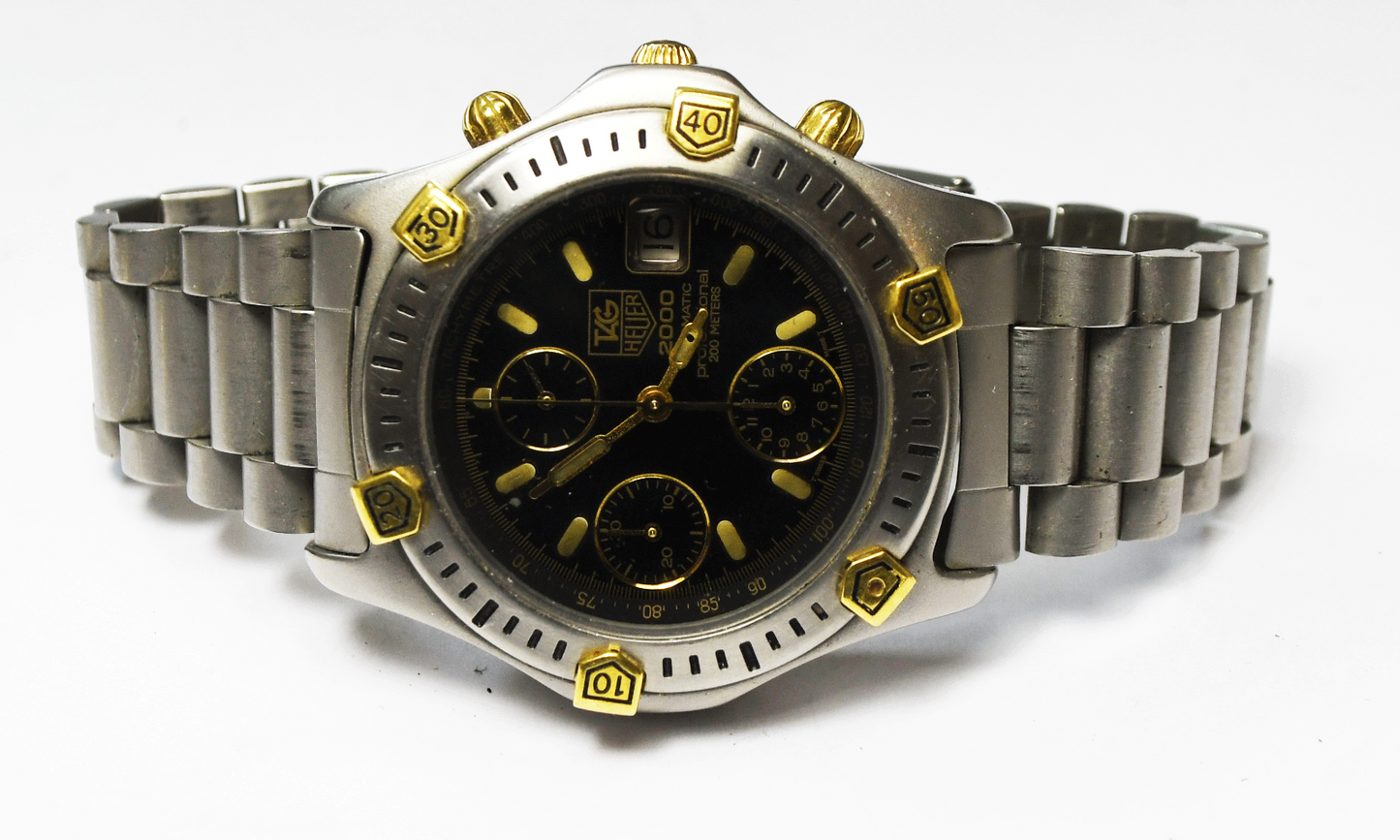 Men's Tag Heuer 2000 Black Dial Automatic LWO 283 Stainless 38mm