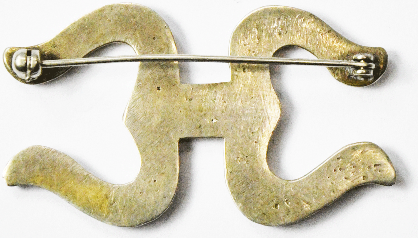 Sterling Silver Sand Cast Bar Scroll Brooch Pin 49mm x 28mm