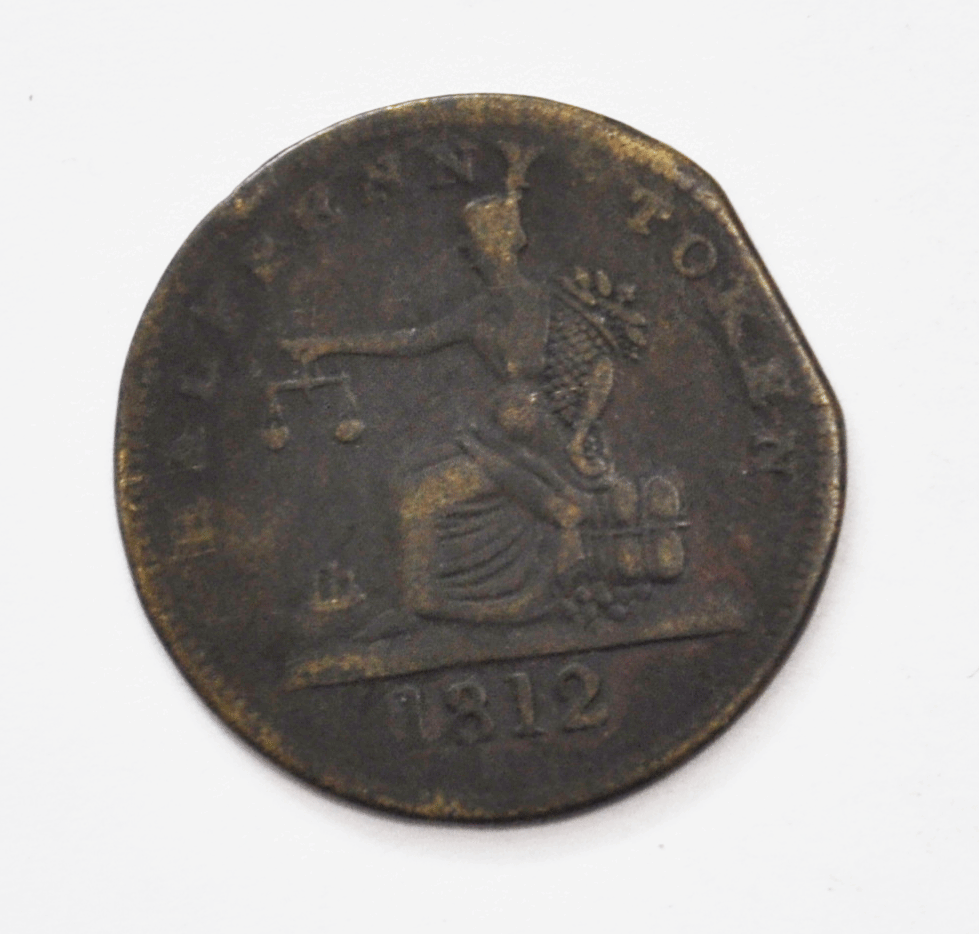 1812 Canada 1/2 Half Penny Token Clipped Planchet 28mm