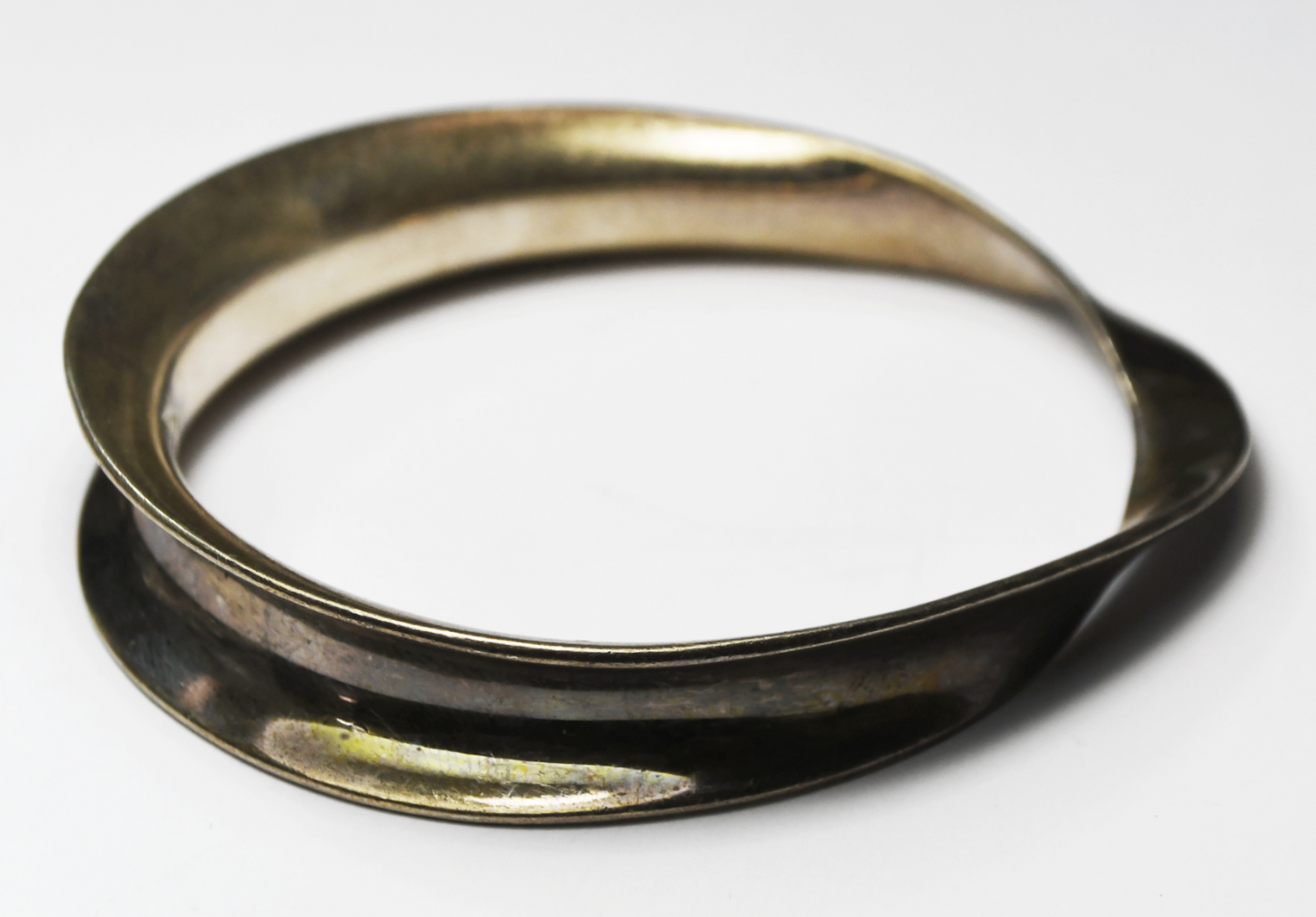 Sterling Silver Concave Mexico Medium Bangle Twist 16mm Bracelet 49g