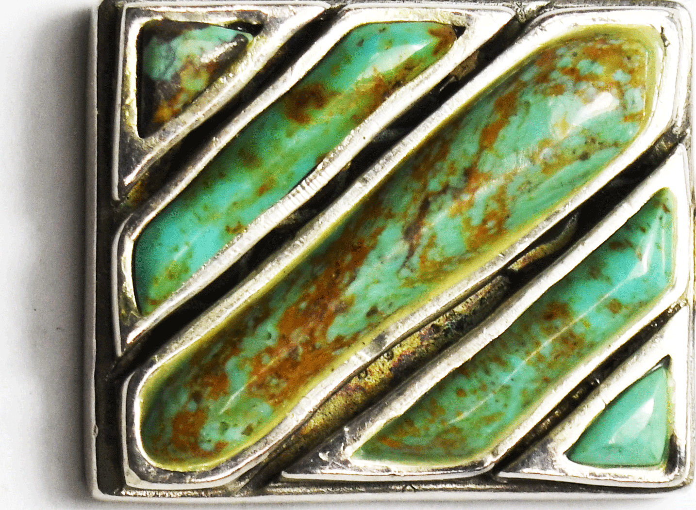 Sterling Silver Tiger Stripe Cutout Reverse Rectangle Pendant 45mm x 27mm