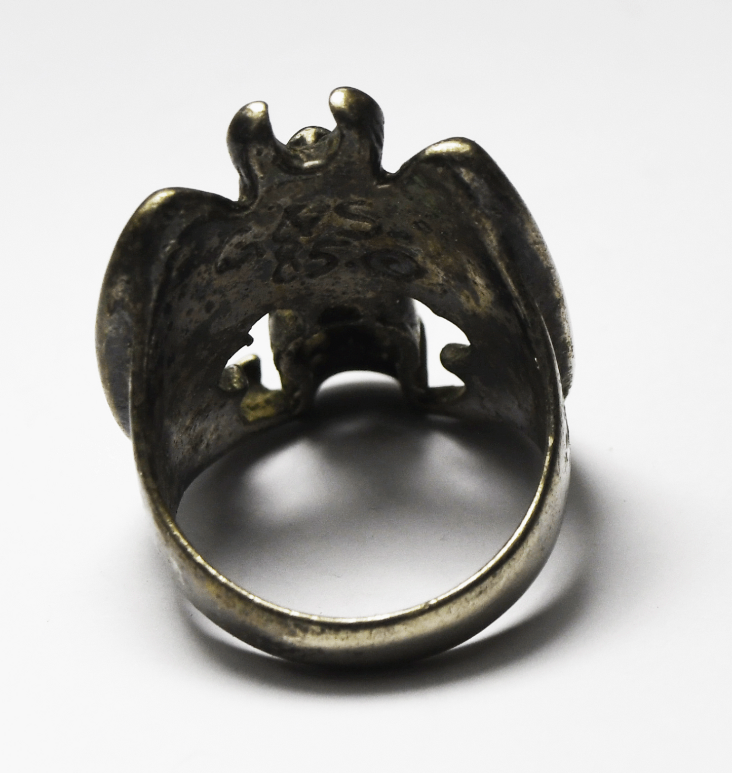 Silver Plated G&S Gordon & Smith 1985 Bat Skull Costume Ring 30mm Size 10