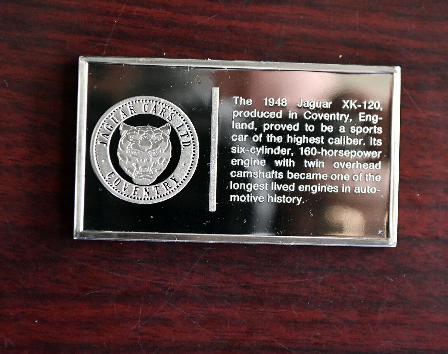 1948 Jaguar Centennial Car Ingot Collection 1000 Grain Sterling Franklin Mint
