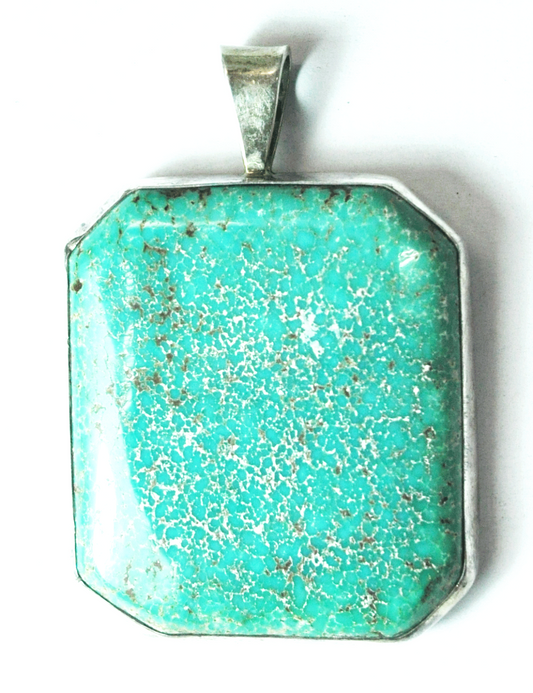 Sterling Silver Large Octagon Turquoise Pendant 2-3/8" x 1-5/8"  50.9g