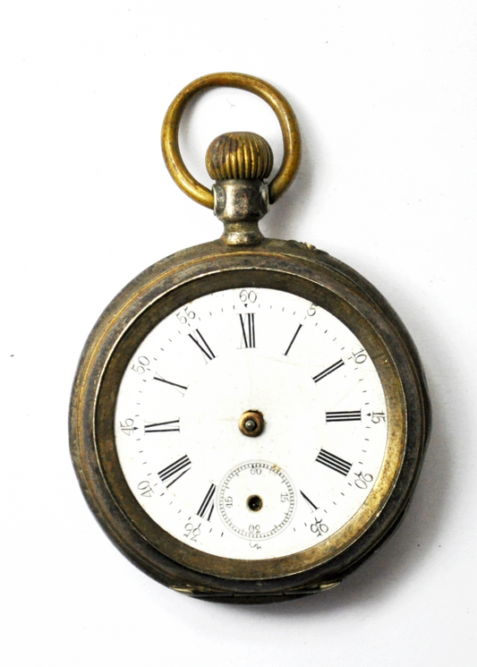 Swiss Cylindre 10 Rubis 800 Fine Pocket Watch Not Running 46mm Two Tone