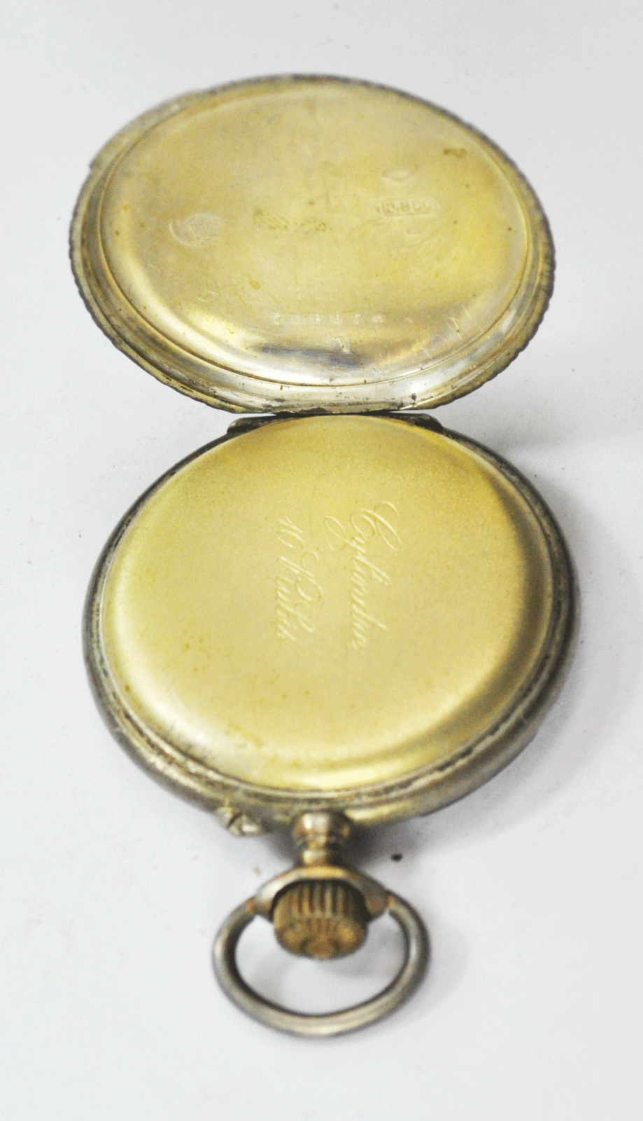 Swiss Cylindre 10R 800 Silver Colorful Dial OF Not Running Pocket Watch 43mm