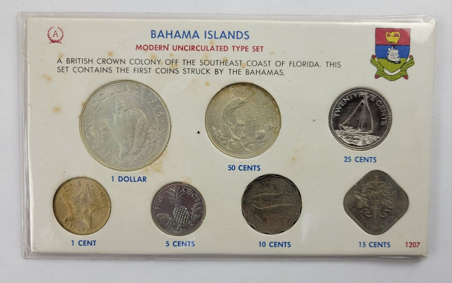 Bahamas 7 Coin Mint Set in Original Packaging Type Set 1966, 1969, 1976, 1978