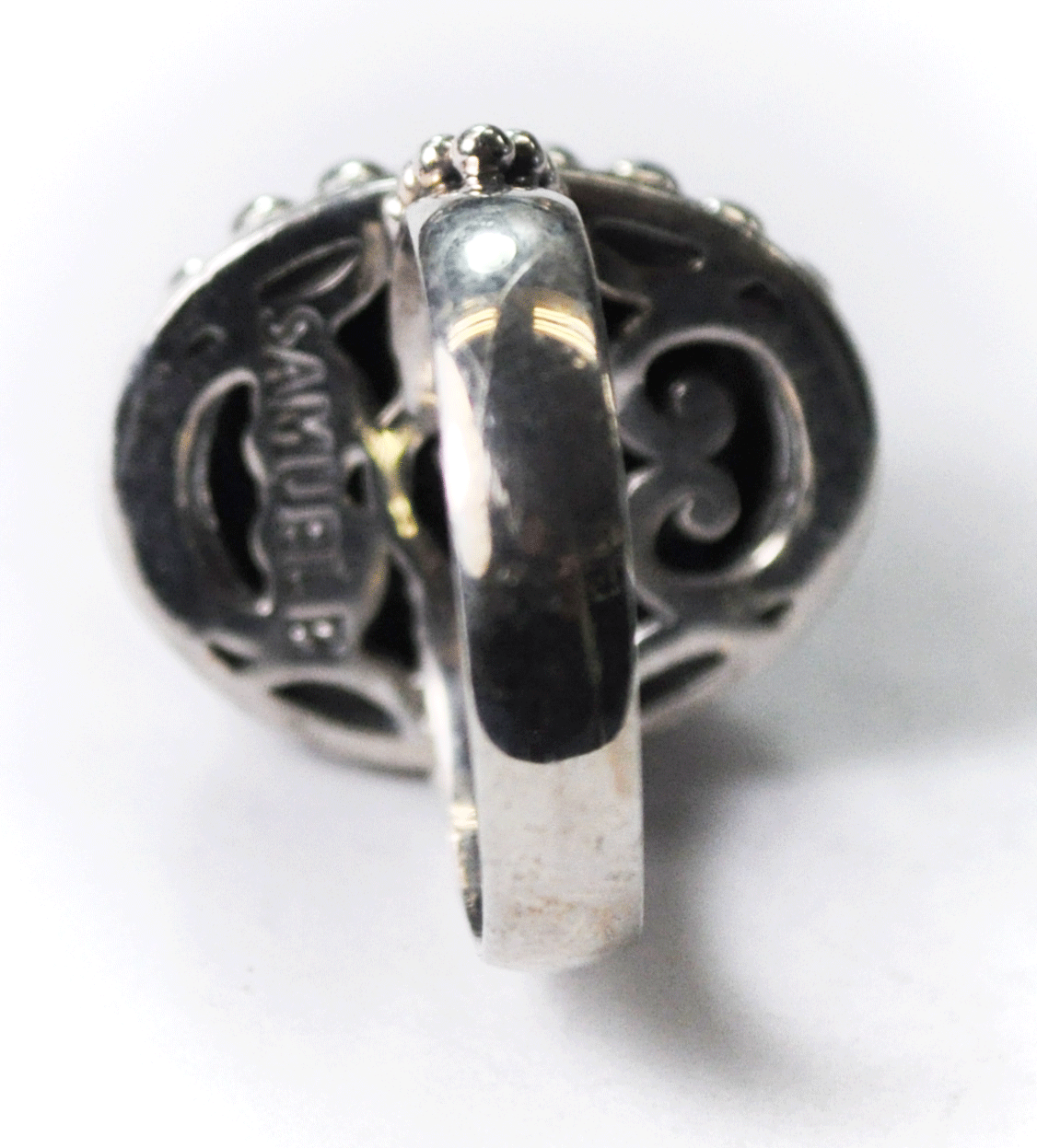 Sterling Silver Samuel B Black Onyx Oval 20mm Size 5-3/4 Ring