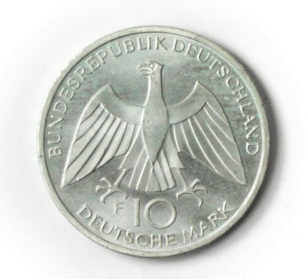 1972 F Germany Federal Republic 10 Ten Mark Silver Coin KM# 131