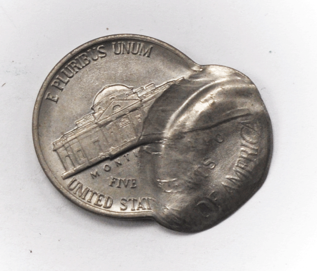 1983 P 5c Jefferson Nickel Error Off Center Double Struck Brockage Reverse AU