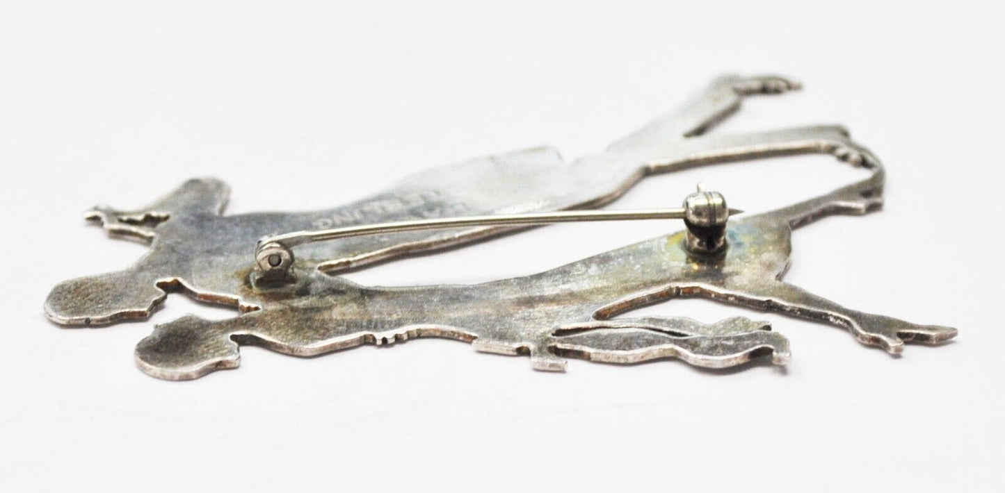 Sterling Silver Ravon Dancers Silhouette Brooch Pin 68mm x 46mm