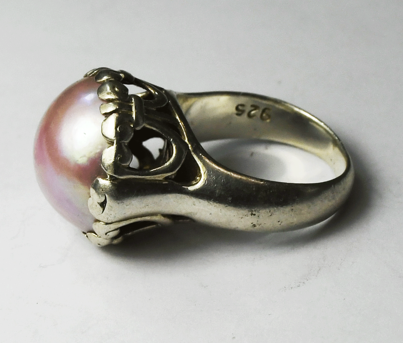 Sterling Silver Silpada Pink Pearl 16mm R4468 Sayang Ring Size 6
