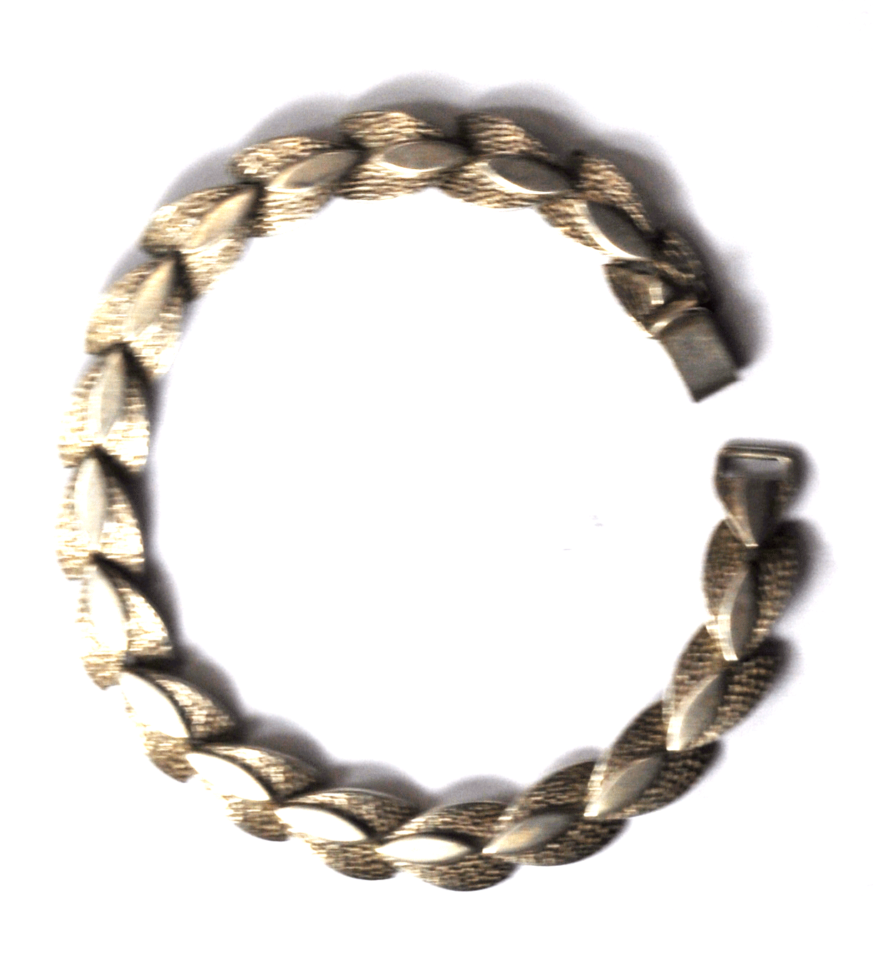 Sterling Silver Wrochaw Poland Leaf Pedal Textured Link Bracelet 7mm 7-1/4" 20g