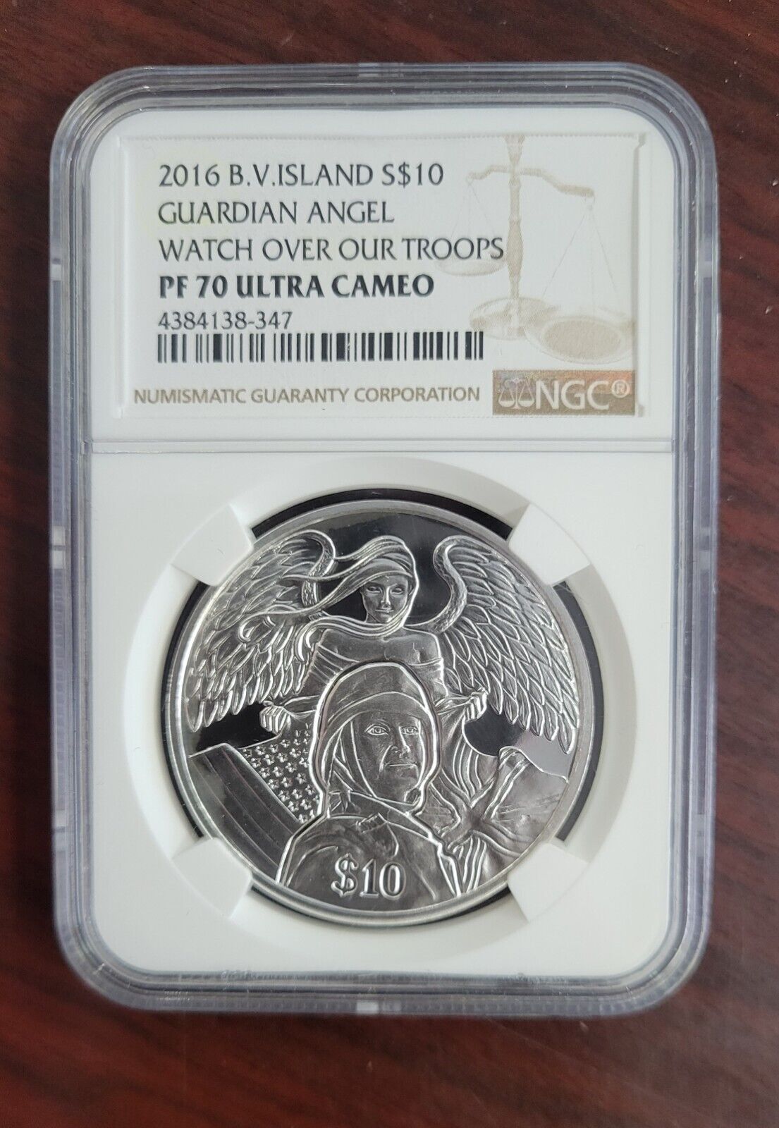2016 B. Virgin Islands Silver Guardian Angel Watch Over Troops NGC PF70 Ultra