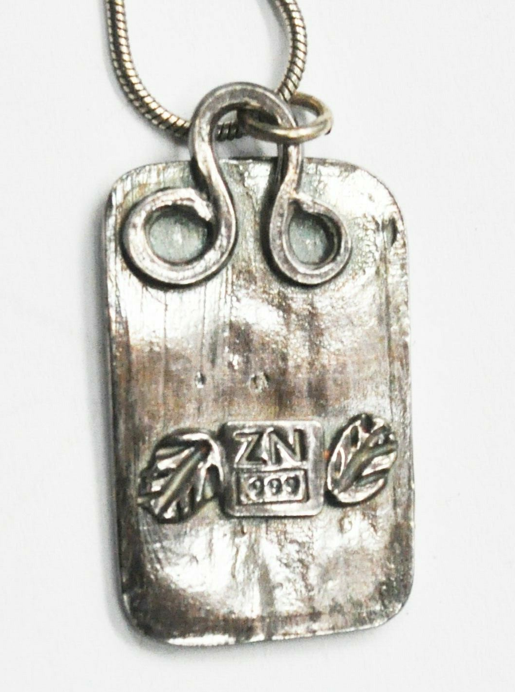 .999 Silver Zoe Nelson Artwear Flower Rectangle Pendant 34mm x 18mm 17" Necklace