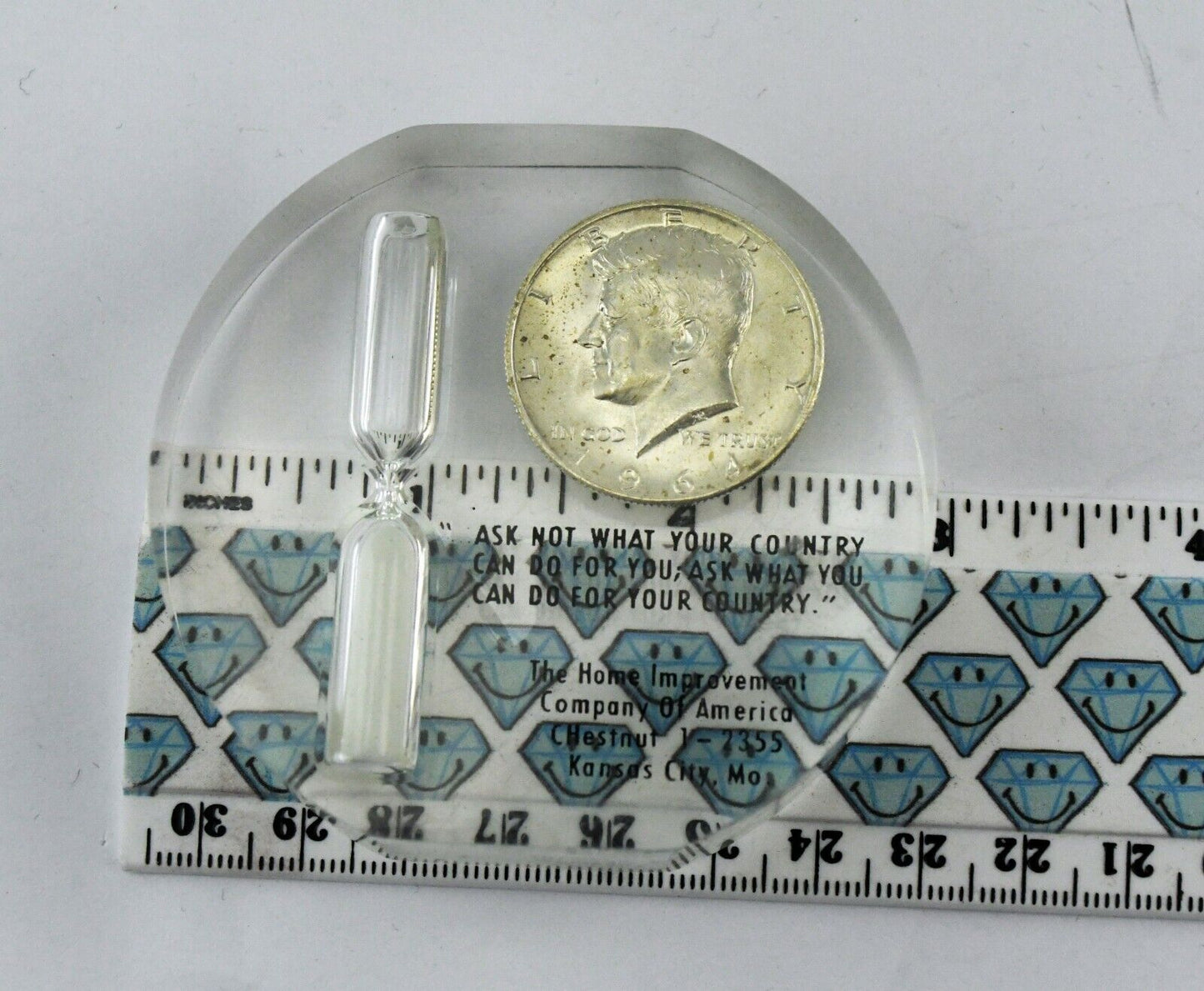 Vintage Paperweight Home Improvement Company KC Mo. Silver 1964 Kennedy Half