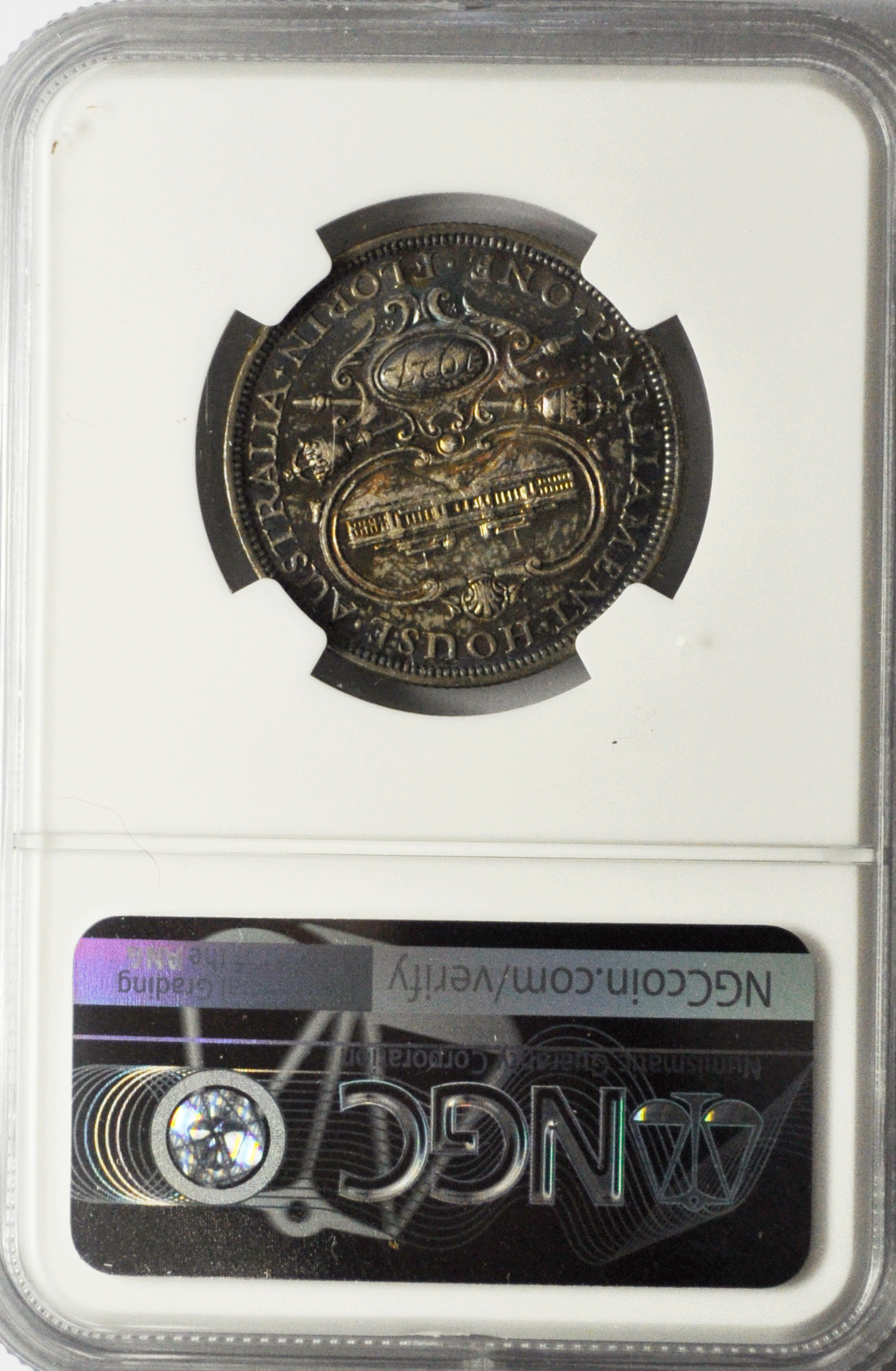 1927 Australia Silver Florin Two Shilling Coin Rare AU58 NGC Rainbow Toning