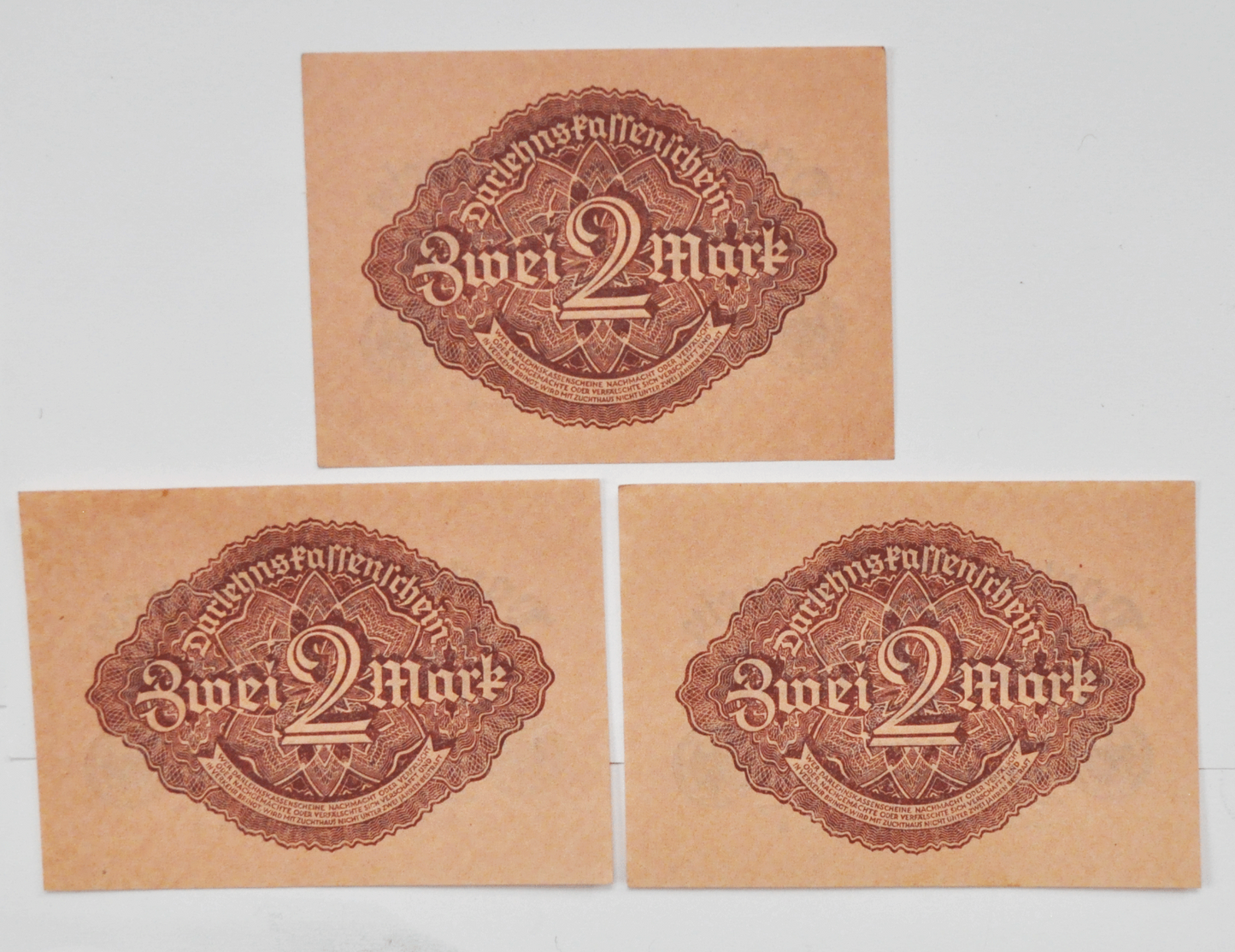 3 1922 Two 2 Zwei Mark Germany Uncirculated Notes