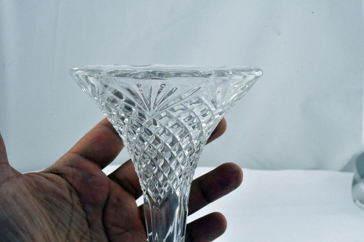Vintage Molded Glass Fluted Footed Bud Vase 8 1/2" Tall