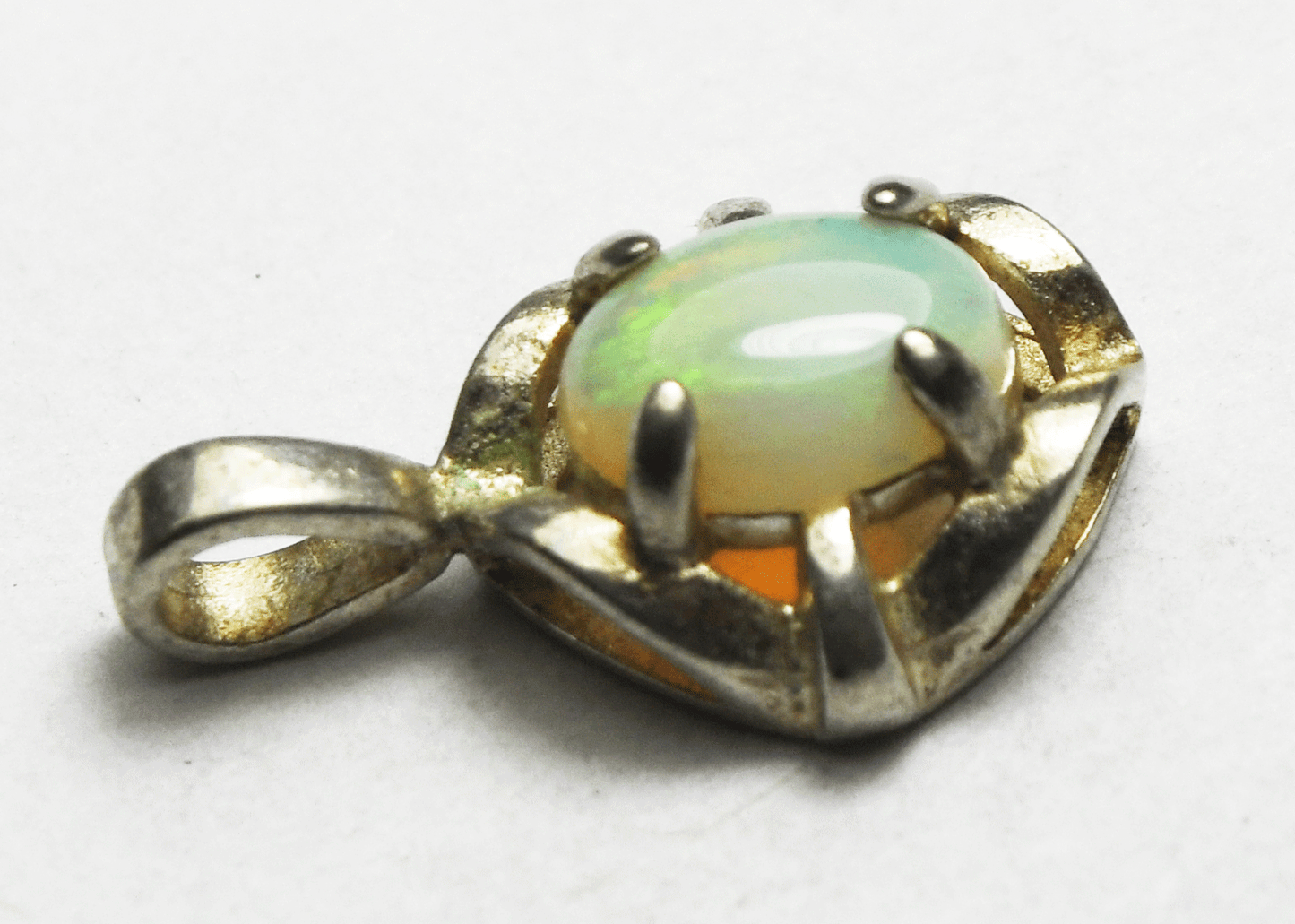 Sterling Silver PPC Oval Opal Pendant 18mm x 11mm