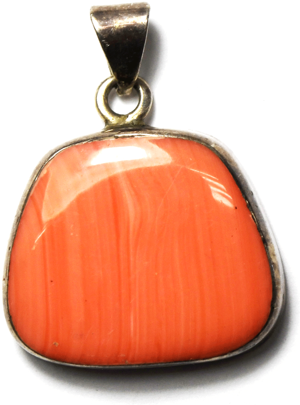 Sterling Silver Mexico ATI Pink Coral Pendant 27mm x 33mm