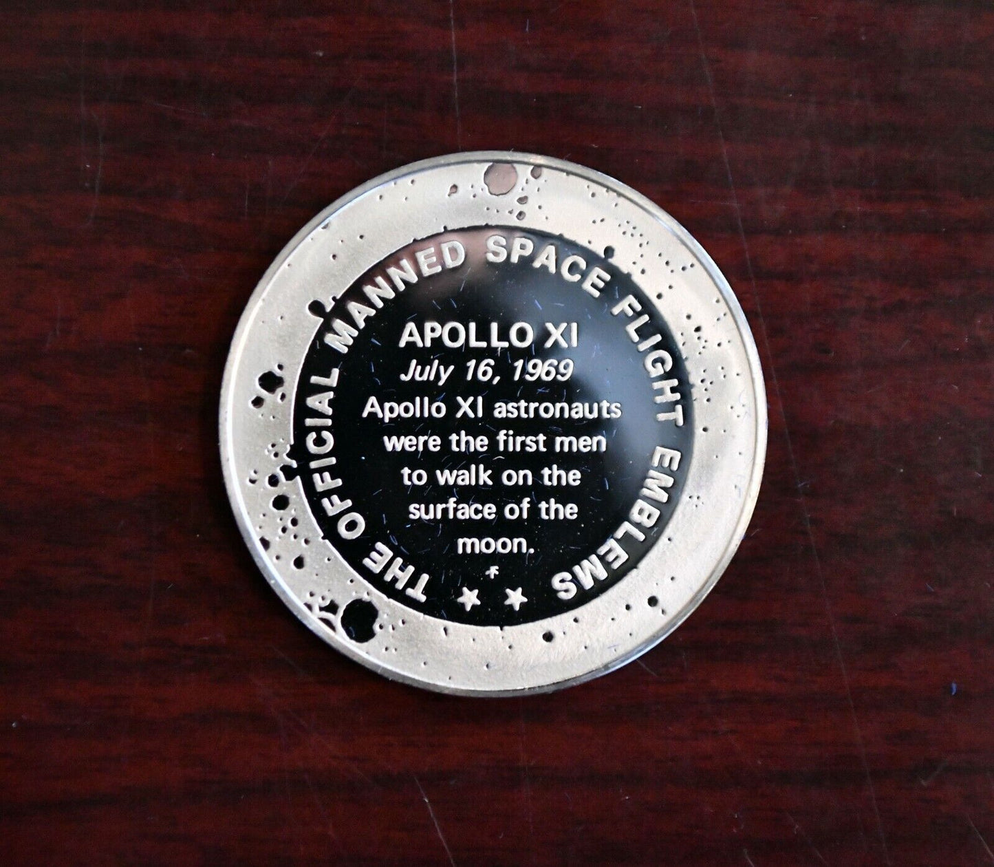 Apollo 11 Franklin Mint Sterling Silver Jan. 31st 1971 Space Flight Emblem
