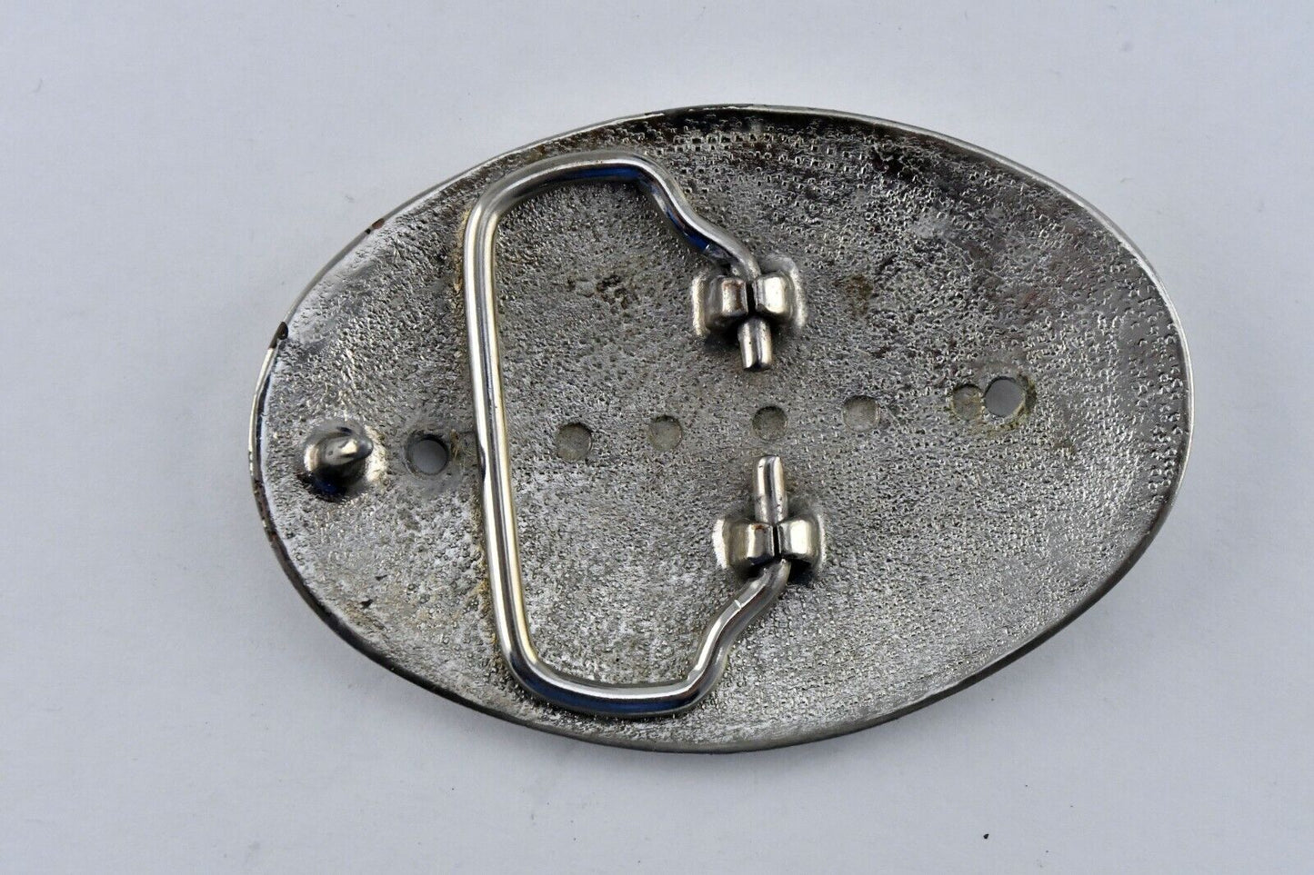 Vintage Western Style Nickel Plated Copper Belt Buckle 3 1/4" x 2 1/4"