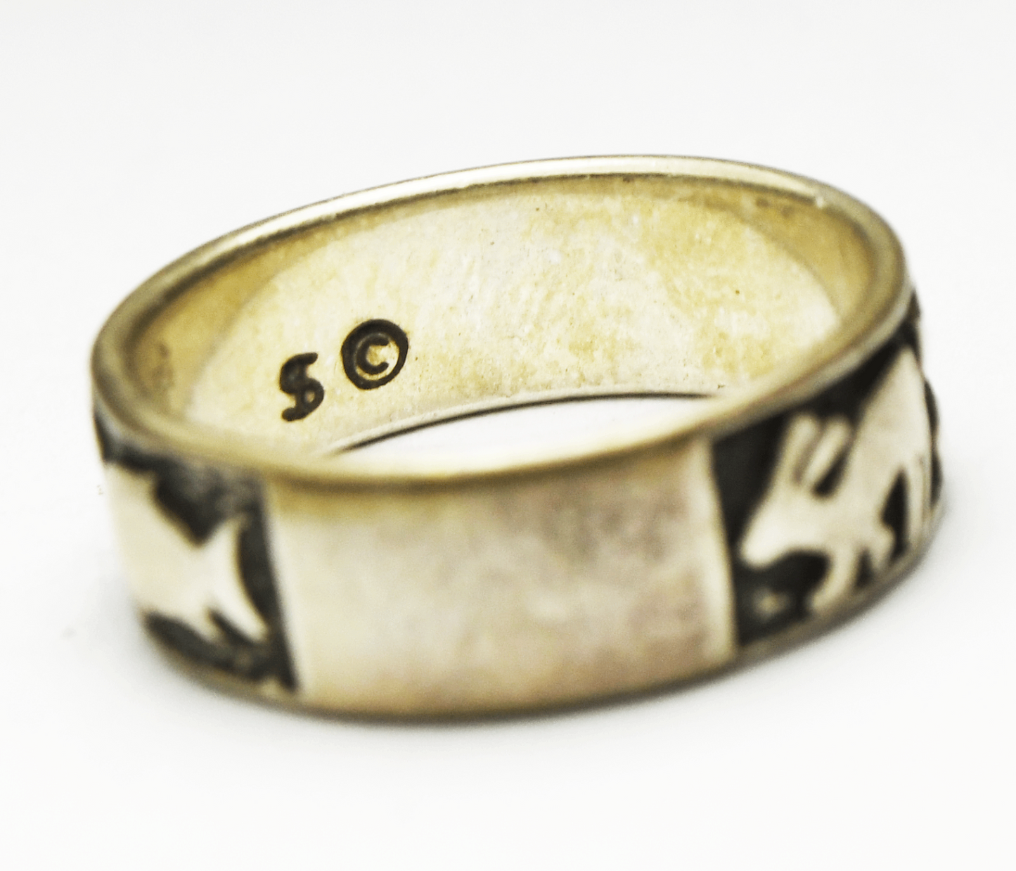 Sterling Silver Shube's Animal Lizard Frog Rabbit Fish Ring 7mm Size 7-3/4
