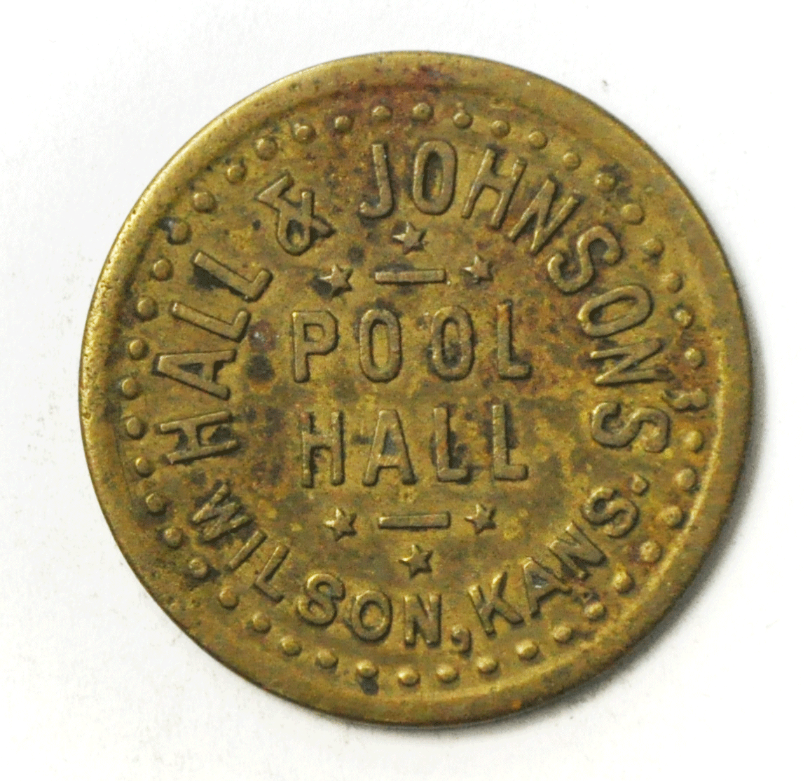 Hall & Johnson's Pool Hall Wilson Kansas 25mm 2-1/2c Trade Token