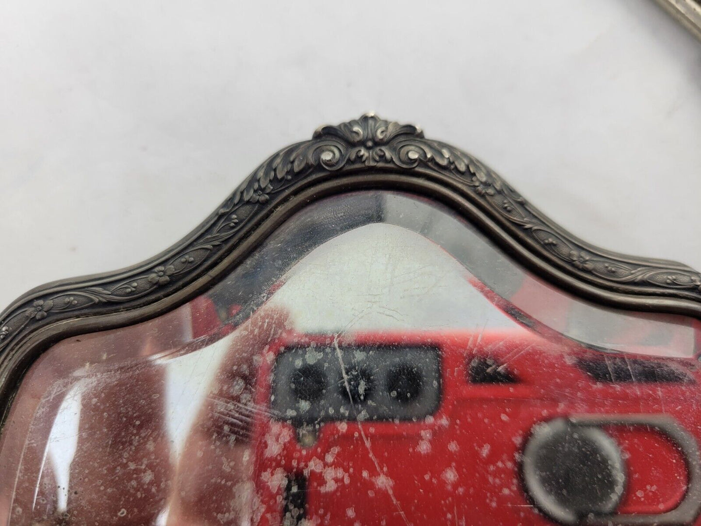 Victorian Sterling Repousse 5 Piece Vanity Set Mirror scissors Nail Buffer