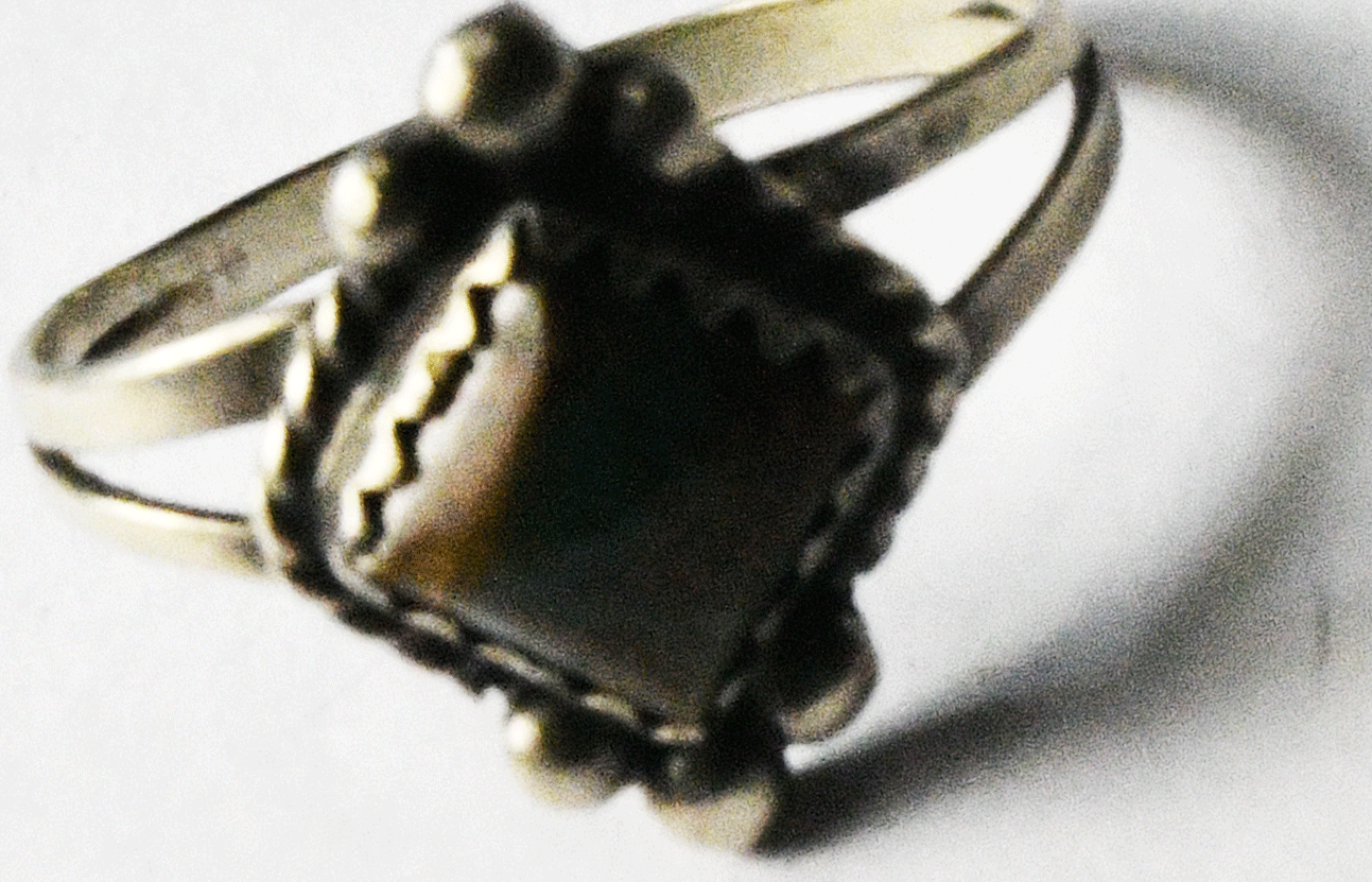 Sterling Turquoise Square Solitaire 14mm Ring Size 7