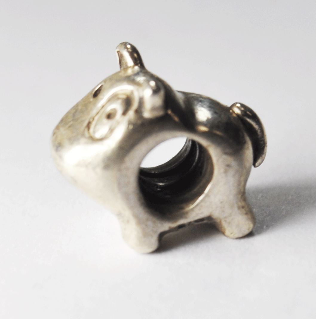 Sterling Silver Pandora Patch Eye Dog Charm 790258 Retired 925 ALE