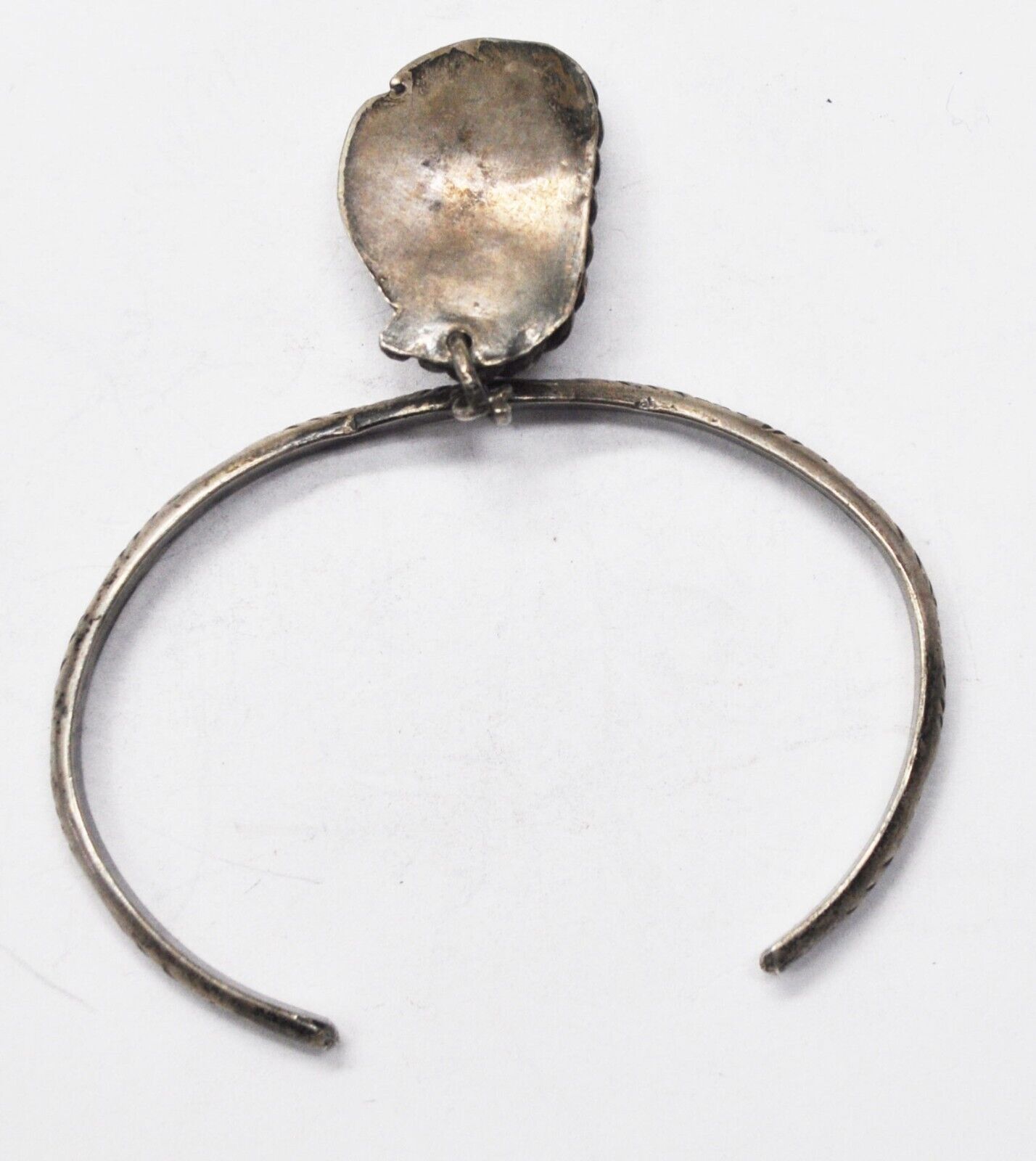 Sterling Silver Coral Turquoise 28mm Charm 4mm Cuff Bracelet 6-3/4"" Wrist