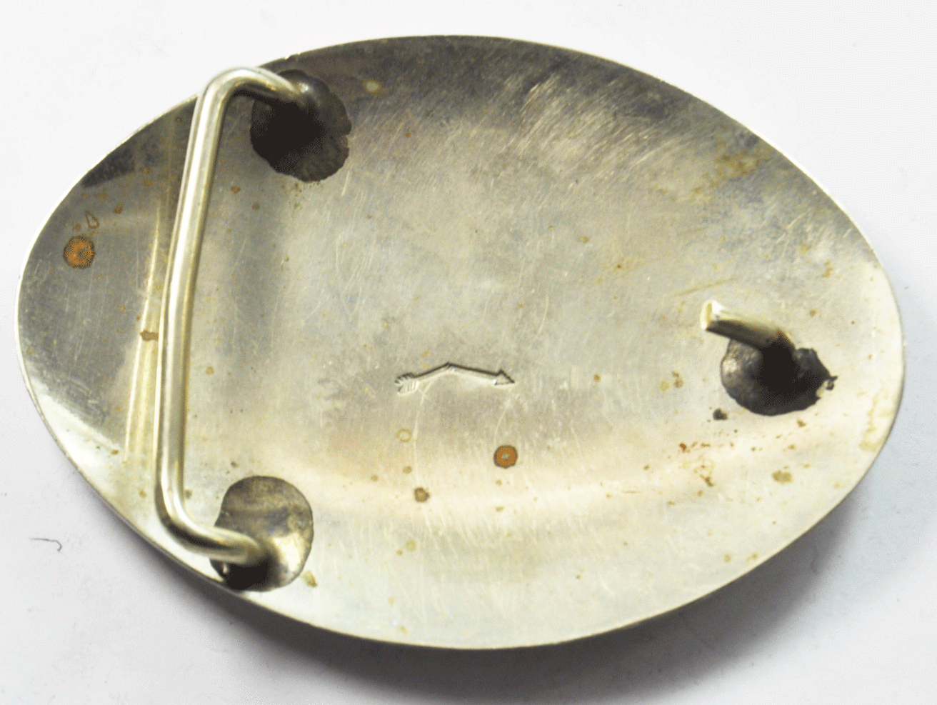 Beautiful Silver Plate Shriner Kay Johnson Inlay Belt Buckle 3.75"