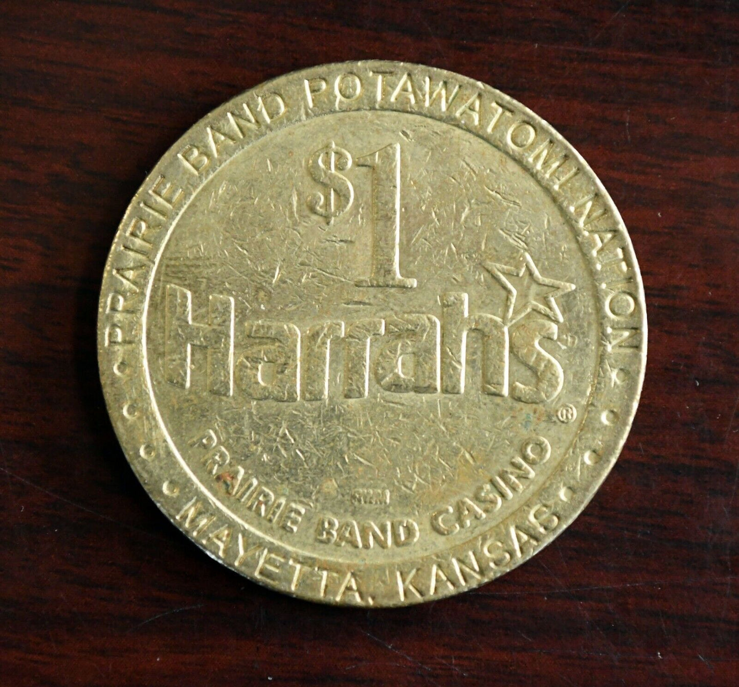 Harrahs Prairie Band Potawatomi Nation One Dollar Gaming Token Mayetta Ks.