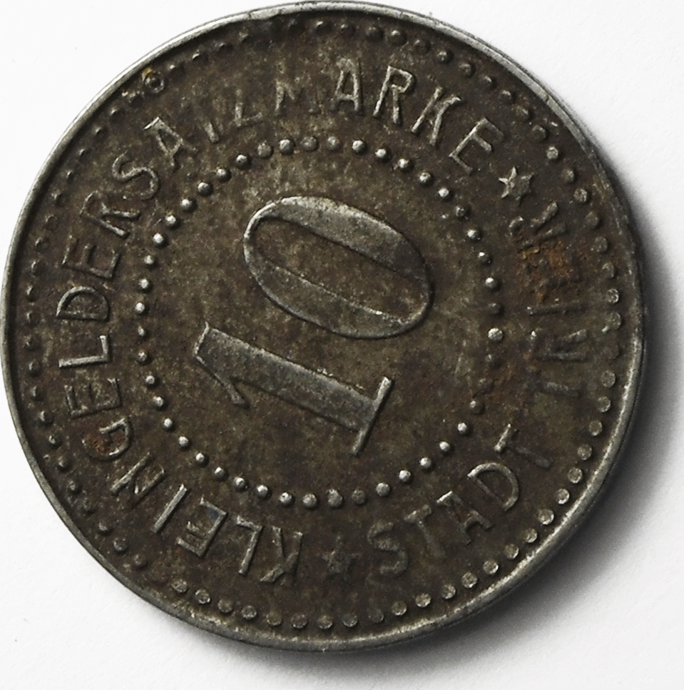 Stadt Trier German Kleingelder Satzmarke 10 Pfennig Notgeld Aluminum 21mm